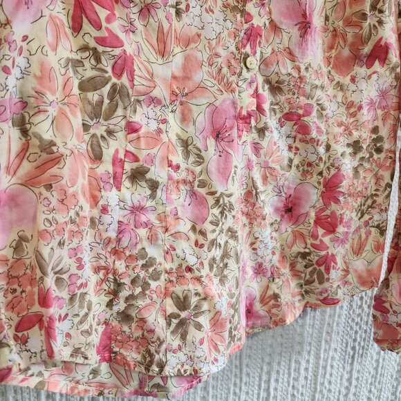 Ann Taylor LOFT Y2K Floral Lightweight Button-Up Blouse Size Medium - Picture 9 of 15